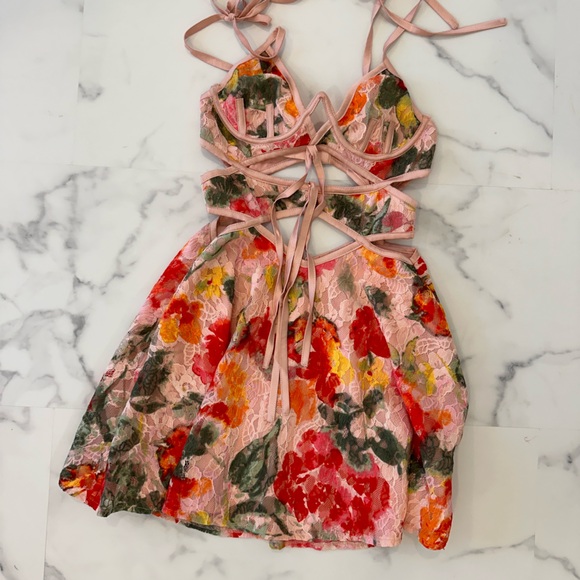 For love and lemons pink and green floral print dress - Picture 2 of 8